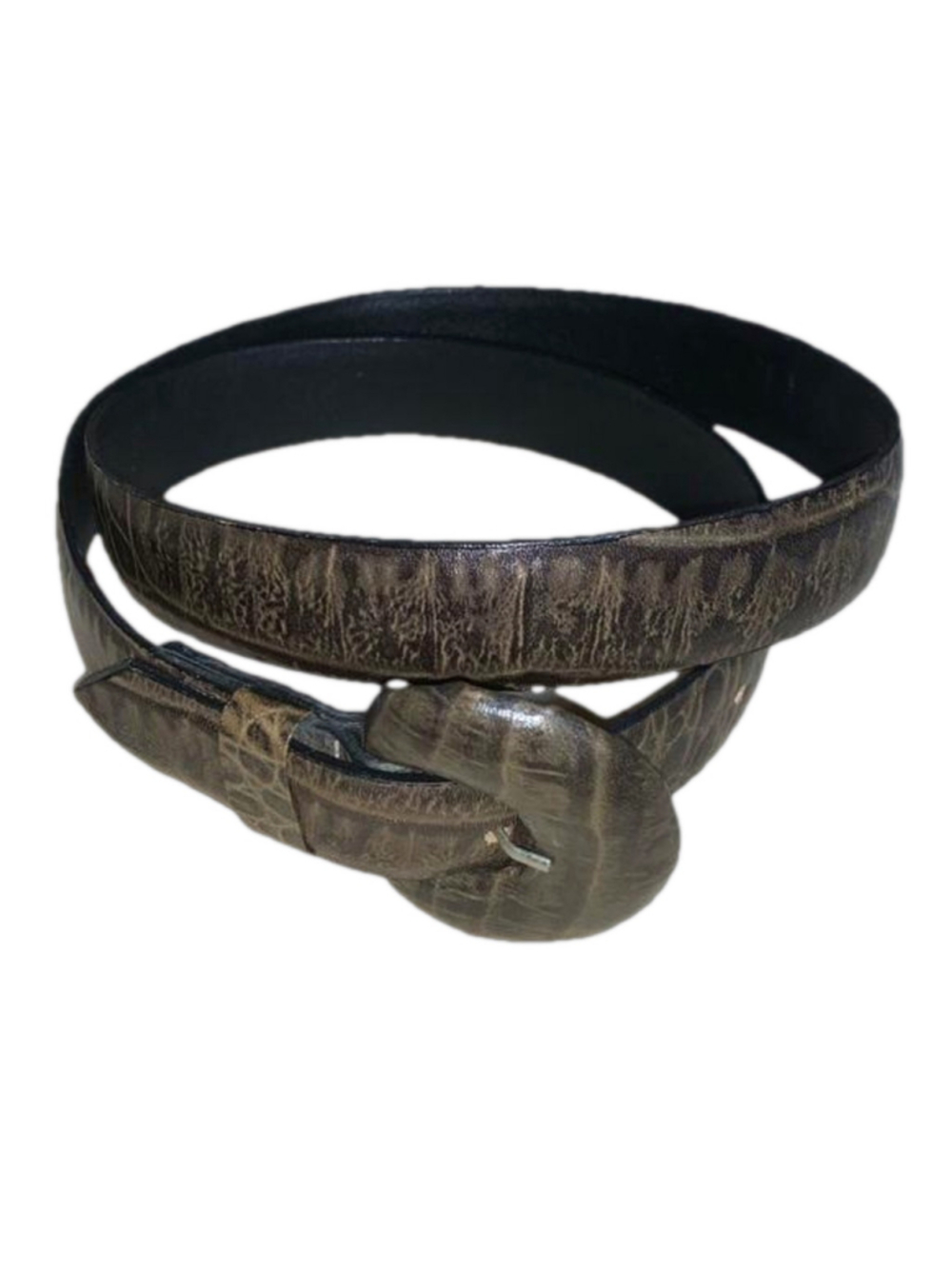 🇨🇦 Les Creations Elite brown leather women’s vintage alligator look belt 80/32